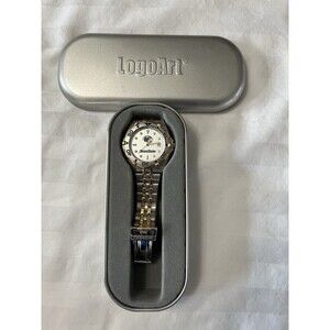 PSU Penn State LogoArt Watch Two-Tone Gold/Silver Rotating Bezel Date With Box